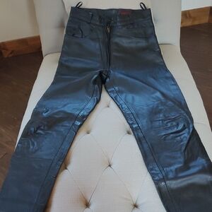 Motorcycle Black Leather Pants